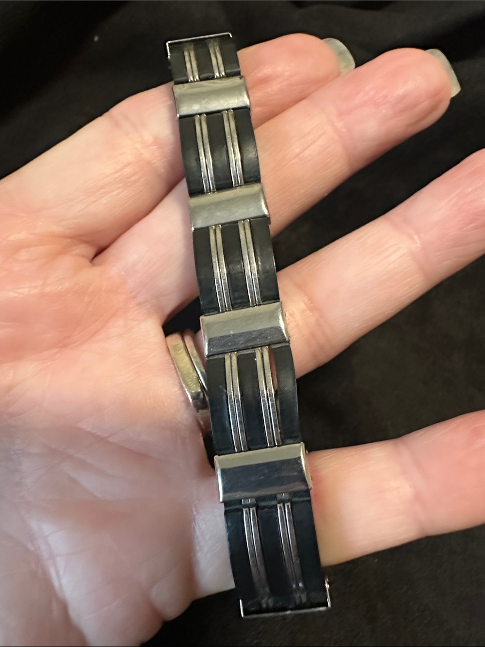 Stainless steel and black men’s bracelet